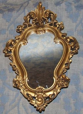 Antique Petite Antique Style Very Decorative Gilded Mirror (a8)