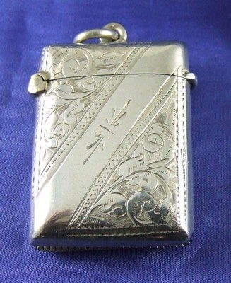 Antique Antique HALLMARKED BIRMINGHAM Silver Vesta Case 1904 : John Rose (18)