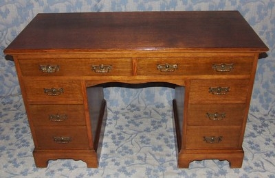 Antique Antique Victorian SOLID Ash Twin Pedestal Desk / Computer Desk