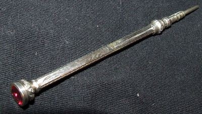 Antique Silver & Bloodstone Retractable Pencil with Engraved Case