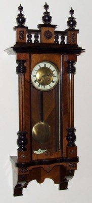 Grand Antique VICTORIAN Walnut & Ebony Vienna Wall Clock