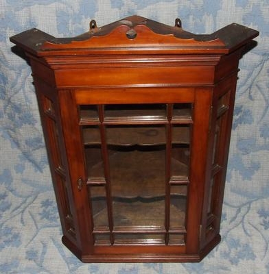 Petite Antique Edwardian Satinwood Glazed Corner Cupboard (14)