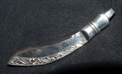 VINTAGE SOLID SILVER Tie Bar / Pin / Clip In form of Sword / Dagger & Engraved
