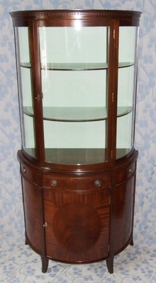 Bow Fronted / Demi-Lune Mahogany Glazed Display / Specimen / Collectors Cabinet