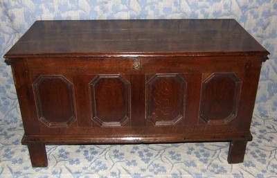 17th Century Antique Oak Coffer Blanket Box Chest Shoe Storage with Candle Box