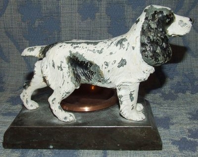 Art Deco Cold Painted Spelter of Dog / Spaniel on Base (01)