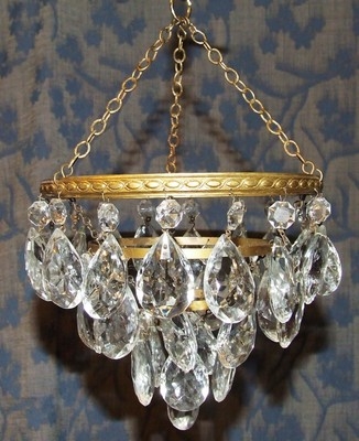 Antique Wonderful 3 Tier Cut Glass Ceiling Lamp / Shade / Chandelier