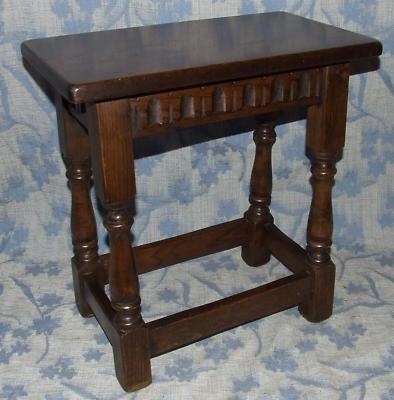 Antique Style Oak Joint Stool Table Lamp Stand (27)