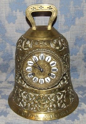 Antique Cast Brass Bell Shaped Bracket / Mantel Clock : Cleaned & Serviced (86)