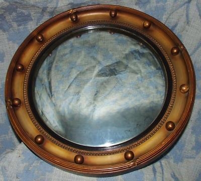 Antique Gilt Wood Giltwood Convex Glass Mirror (5)