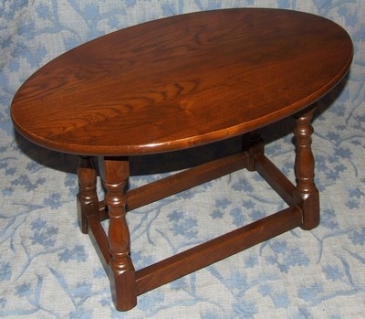 Antique Style Oak Joint Stool / Occasional Table / Lamp Stand with Oval Top (33)