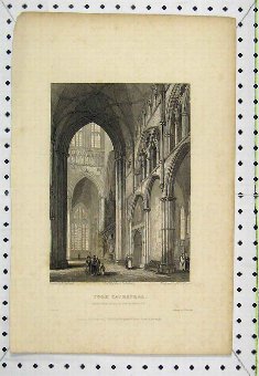 Print 1835 View South Transept York Cathedral Wink
