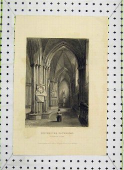 Print 1836 View Chichester Cathedral Aisle Winkles