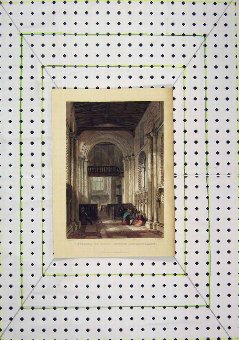 Print 1837 Colour Interior Stow Church Lincolnshir