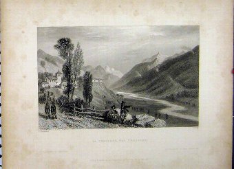 Print 1837 View La Traverse Val Prajelas Mountain 