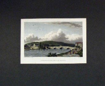 Print 1840 Colour View Strammongate Bridge Kendal 