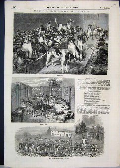 Print 1849 Hunting Season Kennel Yard Keepers Hous