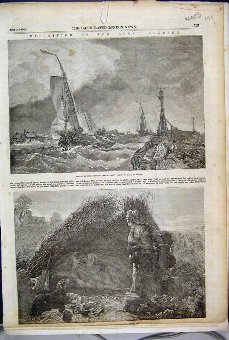 Print 1854 French Lugger Calais Wine Vineyard Chil