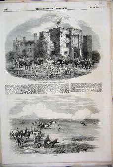 Print 1855 Fox Hunting Hever Castle Coursing Horse