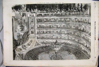 Print 1856 Late Royal Italian Opera Covent Garden 