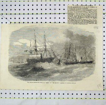 Print 1856 Running Down Brigantine Virtue Resolute