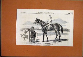 Print 1857 Celebrated Racehorse Fisherman Jockey O