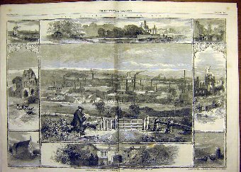 Print 1858 Leeds Queen Visit Kirkstall Abbey Churc