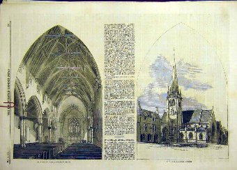 Print 1858 St Nicholas Church Durham Building Old 