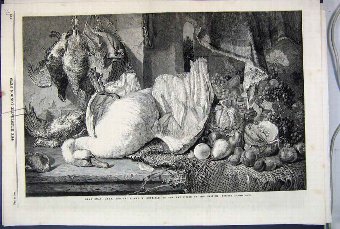 Print 1860 Dead Swan Game Fruit British Institute 