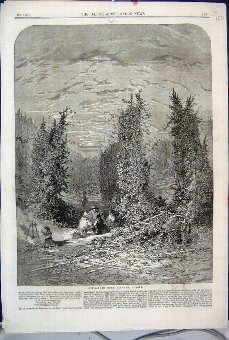 Print 1861 Hop Garden Farnham Surrey Family Picnic