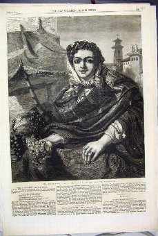 Print 1861 Woman Grapeseller Flatou Collection 42M