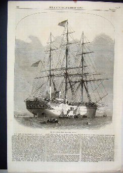 Print 1863 Double Screw Steam Ship Far East 26MAR1
