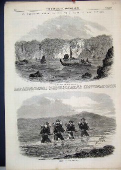 Print 1865 Exploring New Zealand River Teramakau M
