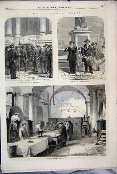 Print 1865 Greenwich Hospital Dining Hall Kitchen 