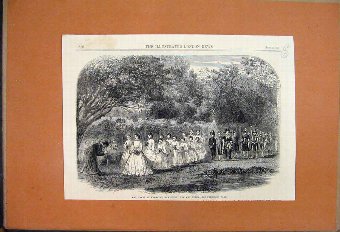 Print 1865 May Day Games Wymering Hampshire Queen 