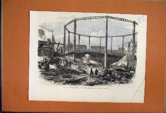 Print 1865 Naval Boat Race Cork Harbour Water Buil