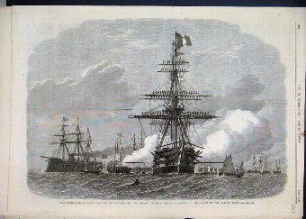 Print 1865 Naval Festival Portsmouth British Flags