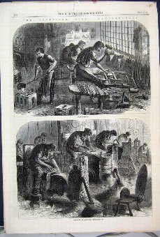 Print 1866 Sheffield Steel Manufactures Table Blad