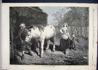 Print 1870 Auld Mare Maggie Faed Man Horse Woman C