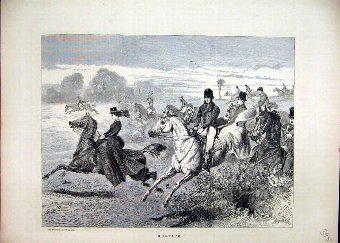Print 1870 Huntng Horses Jumping Women Men Riders 