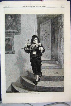 Print 1870 Little Page Boy Tray Drinks Step Fine A