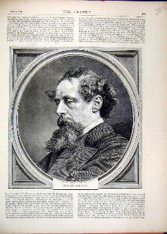 Print 1870 Portrait Charles Dickons Author 82MAR1