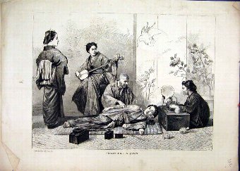 Print 1870 Shampooing Japan Bathing Establishment 