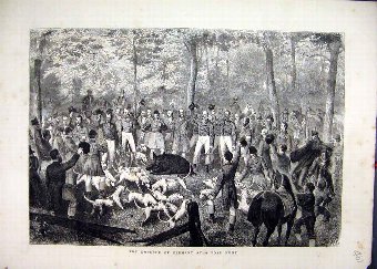 Print 1871 Emperor Germany Boar Hunt Horse Hounds 