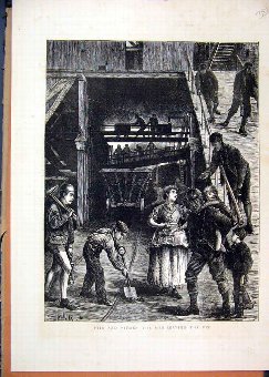 Print 1871 Pits Pitmen Coal Mining Men Finishing W