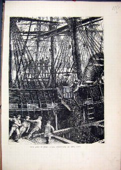 Print 1871 Pits Pitmen Coal Whipping Pool Ship Wor