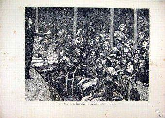 Print 1871 Sketch Concert Poor Italians London Mus
