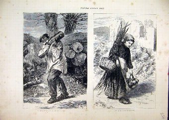 Print 1871 Sketches Paris Man Bullet Woman Gatheri