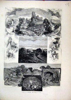 Print 1871 Wine Burgundy Vineyard Men Work Sketche