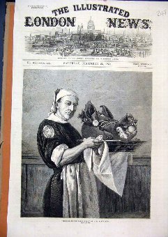 Print 1871 Waiter Bringing Boars Head Silver Plate